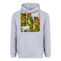 Heather Grey St. Patricks Cow With Rainbow And Beer Seamless Heavyweight Hoodie - FaDigitalArtStudio