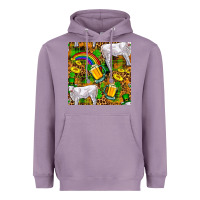 Lavender St. Patricks Cow With Rainbow And Beer Seamless Heavyweight Hoodie - FaDigitalArtStudio