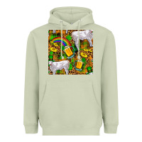 Matcha St. Patricks Cow With Rainbow And Beer Seamless Heavyweight Hoodie - FaDigitalArtStudio