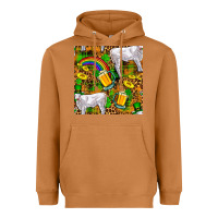 Meerkat St. Patricks Cow With Rainbow And Beer Seamless Heavyweight Hoodie - FaDigitalArtStudio