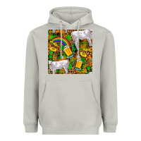 Moon Dust St. Patricks Cow With Rainbow And Beer Seamless Heavyweight Hoodie - FaDigitalArtStudio