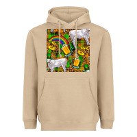 Mushroom St. Patricks Cow With Rainbow And Beer Seamless Heavyweight Hoodie - FaDigitalArtStudio