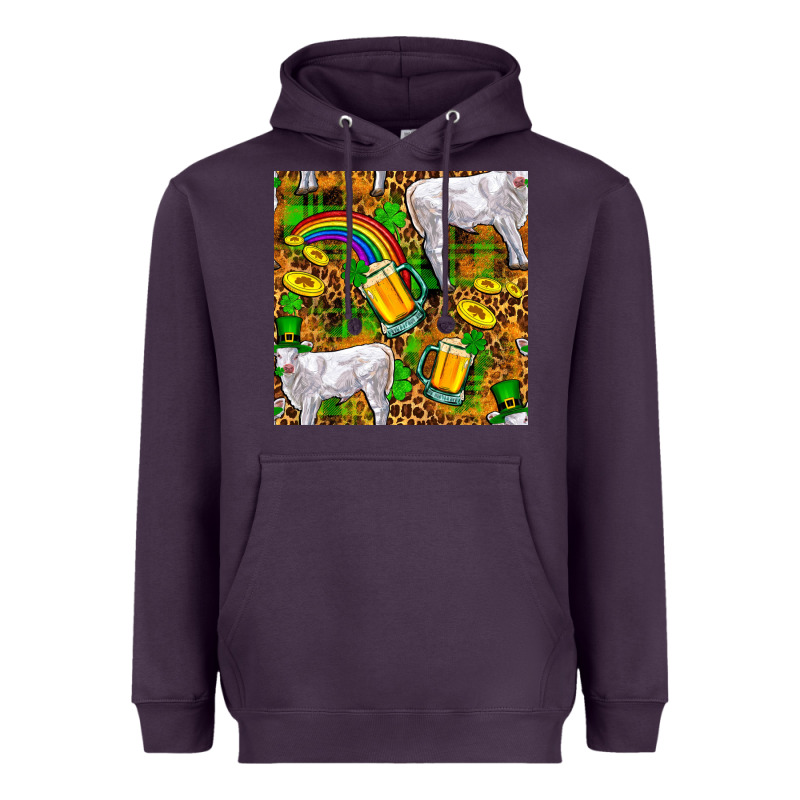 St. Patricks Cow With Rainbow And Beer Seamless Heavyweight Hoodie by FaDigitalArtStudio | Teevron