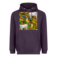 Plum St. Patricks Cow With Rainbow And Beer Seamless Heavyweight Hoodie - FaDigitalArtStudio