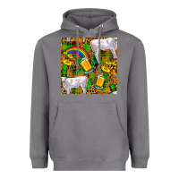Storm St. Patricks Cow With Rainbow And Beer Seamless Heavyweight Hoodie - FaDigitalArtStudio