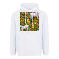 White St. Patricks Cow With Rainbow And Beer Seamless Heavyweight Hoodie - FaDigitalArtStudio