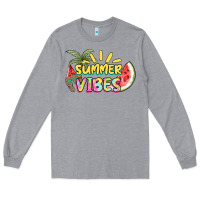Heather Grey summer vibes Long Sleeve Tee - NancyCooperArtShop