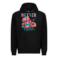 Black better together donut and coffee valentines day Premium Hoodie - OliviaCreatesArt