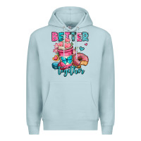 Blue Mist better together donut and coffee valentines day Premium Hoodie - OliviaCreatesArt