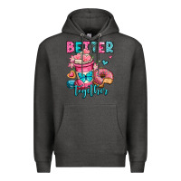Charcoal Heather better together donut and coffee valentines day Premium Hoodie - OliviaCreatesArt