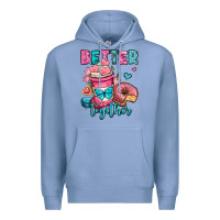 Colony Blue better together donut and coffee valentines day Premium Hoodie - OliviaCreatesArt