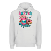 Dove Grey better together donut and coffee valentines day Premium Hoodie - OliviaCreatesArt