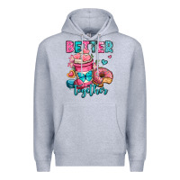 Heather Grey better together donut and coffee valentines day Premium Hoodie - OliviaCreatesArt