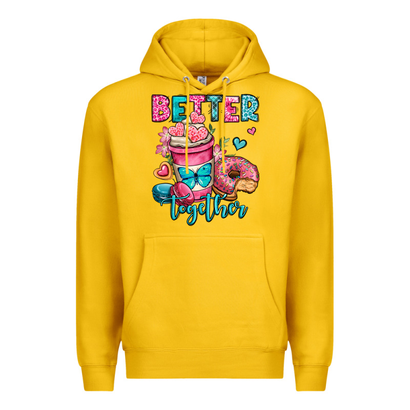 Better Together Donut And Coffee Valentines Day Premium Hoodie by OliviaCreatesArt | Teevron