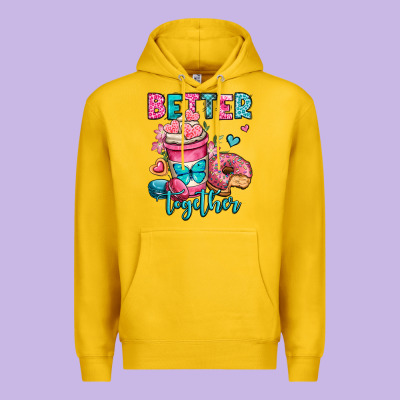 Better Together Donut And Coffee Valentines Day Premium Hoodie Designed By Oliviacreatesart