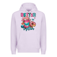 Lilac better together donut and coffee valentines day Premium Hoodie - OliviaCreatesArt