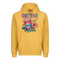 Mustard better together donut and coffee valentines day Premium Hoodie - OliviaCreatesArt