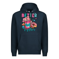 Navy better together donut and coffee valentines day Premium Hoodie - OliviaCreatesArt
