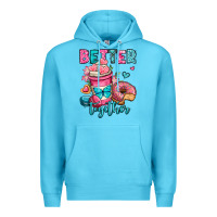 Ocean Blue better together donut and coffee valentines day Premium Hoodie - OliviaCreatesArt