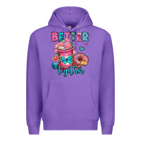 Purple better together donut and coffee valentines day Premium Hoodie - OliviaCreatesArt