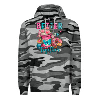 Slate Camo better together donut and coffee valentines day Premium Hoodie - OliviaCreatesArt
