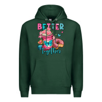 Sports Green better together donut and coffee valentines day Premium Hoodie - OliviaCreatesArt