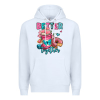 White better together donut and coffee valentines day Premium Hoodie - OliviaCreatesArt