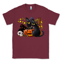 Burgundy halloween black cats Classic Tee - LillyAllenDesigns