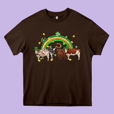 Cow St Patrick Days Heavy Core Tee Designed By Maliassmallbusiness