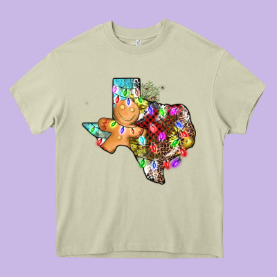 Christmas Texas Map Heavy Core Tee Designed By Adodesignshop