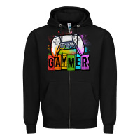 Black gaymer lgbtq gaming Zipper Hoodie - OliviaCreatesArt