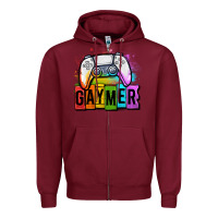 Burgundy gaymer lgbtq gaming Zipper Hoodie - OliviaCreatesArt