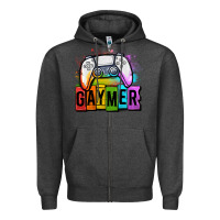 Charcoal Heather gaymer lgbtq gaming Zipper Hoodie - OliviaCreatesArt