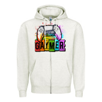 Oatmeal Heather gaymer lgbtq gaming Zipper Hoodie - OliviaCreatesArt