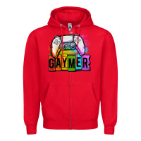 Red gaymer lgbtq gaming Zipper Hoodie - OliviaCreatesArt