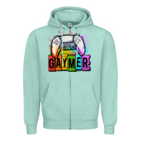 Seafoam gaymer lgbtq gaming Zipper Hoodie - OliviaCreatesArt