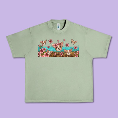 Floral Chihuahua Dogs Urban Heavy Tee Designed By Jasminsmagicworld