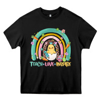 Black teach love inspire rainbow Heavy Core Tee - MaliasSmallBusiness