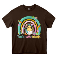 Chocolate Brown teach love inspire rainbow Heavy Core Tee - MaliasSmallBusiness