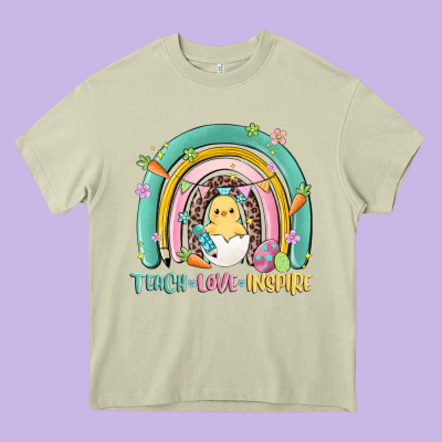 Teach Love Inspire Rainbow Heavy Core Tee Designed By Maliassmallbusiness