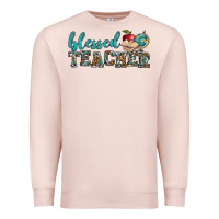 Pale Pink blessed teacher Premium Sweatshirt - BundleAndBundleShop