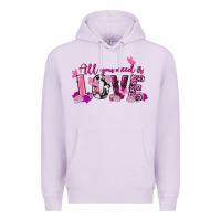 Lilac All you need is love Valentine's Day Premium Hoodie - FaDigitalArtStudio