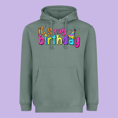 It's My Birthday Heavyweight Hoodie Designed By Bundleandbundleshop