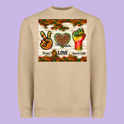 Peace Love Juneteenth Heavyweight Sweatshirt Designed By Tumblerdesignbyshophia