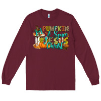 Burgundy Pumpkin spice and Jesus Christ Long Sleeve Tee - RanaPortraitStore