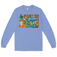 Colony Blue Pumpkin spice and Jesus Christ Long Sleeve Tee - RanaPortraitStore