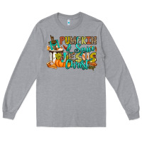 Heather Grey Pumpkin spice and Jesus Christ Long Sleeve Tee - RanaPortraitStore