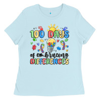 Baby Blue 100 days of embracing differences Ladies Tee - MaliasSmallBusiness