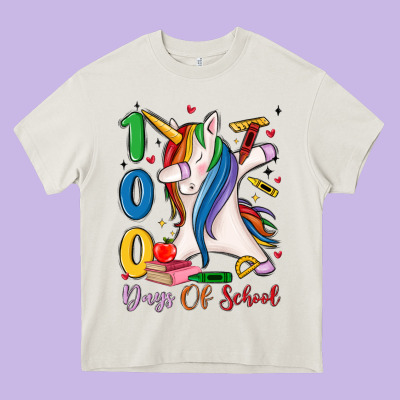 100 Days Of School Heavy Core Tee Designed By Maliassmallbusiness