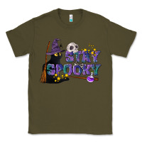 Army Green Stay Spooky With Black Cat Classic Tee - LillyAllenDesigns
